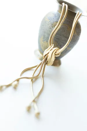 Vintage Gold Leaves Bolo Style Necklace