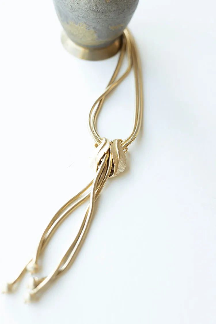 Vintage Gold Leaves Bolo Style Necklace