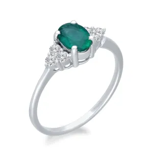 White Gold Emerald & Diamond Heirloom Ring