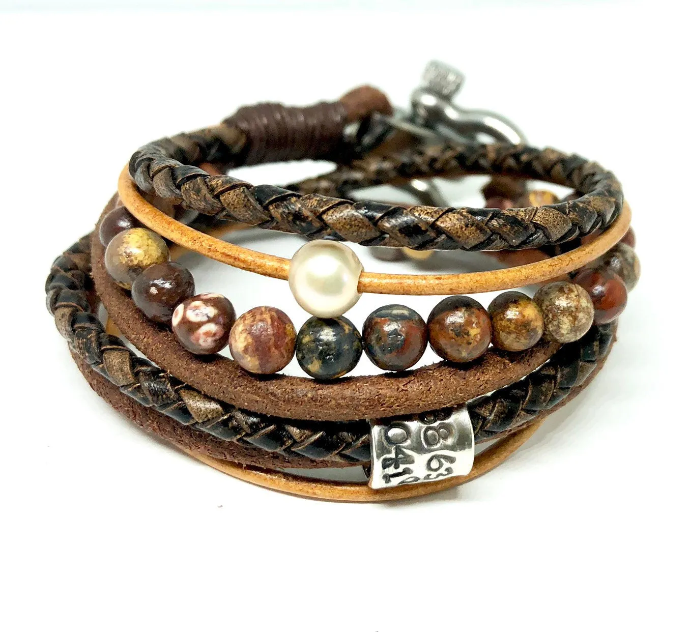 Womens  Boho Bracelet, Couples Bracelets,  Leather Gemstone Wrap, Gift for Her, Valentines Gift