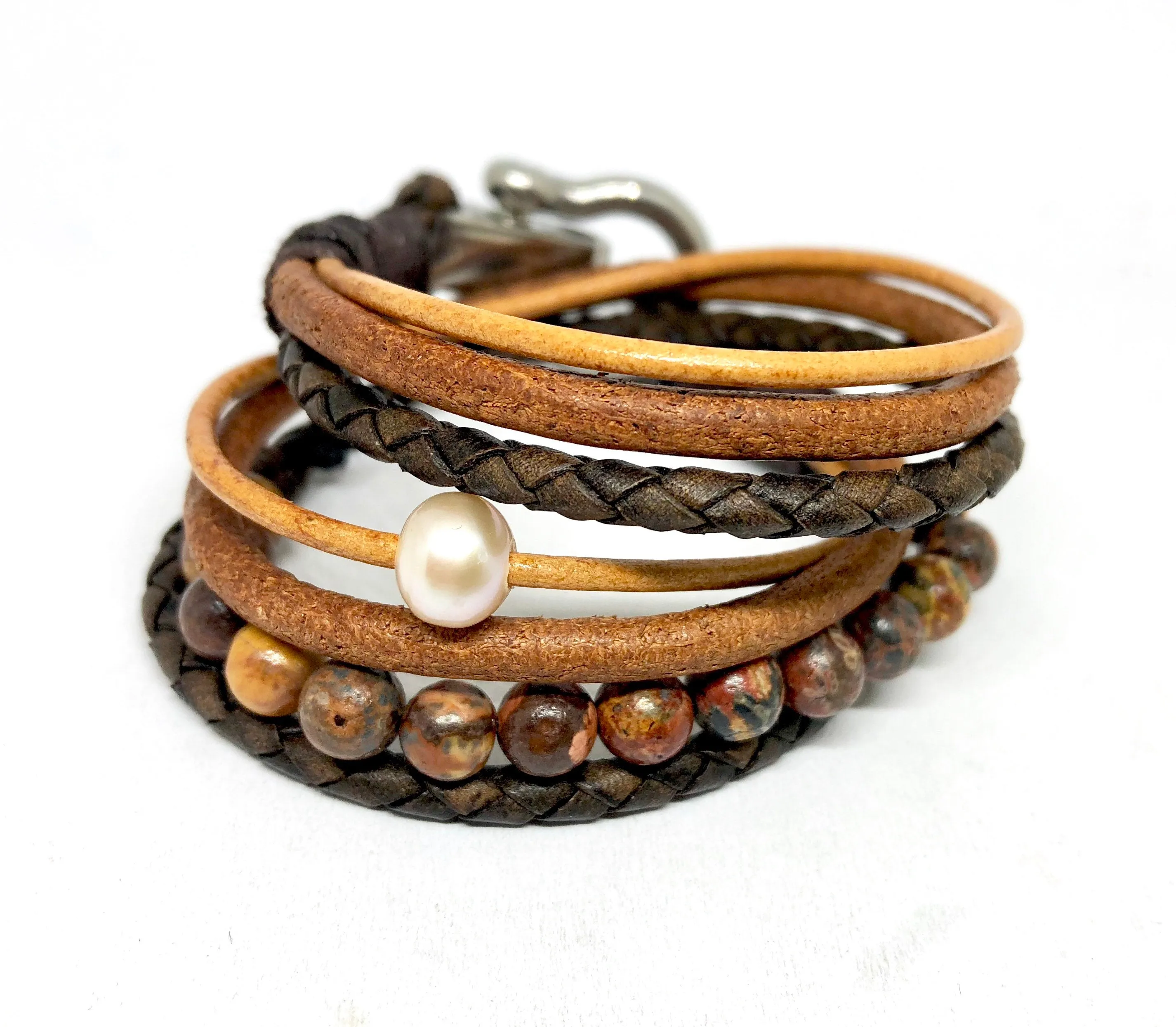 Womens  Boho Bracelet, Couples Bracelets,  Leather Gemstone Wrap, Gift for Her, Valentines Gift