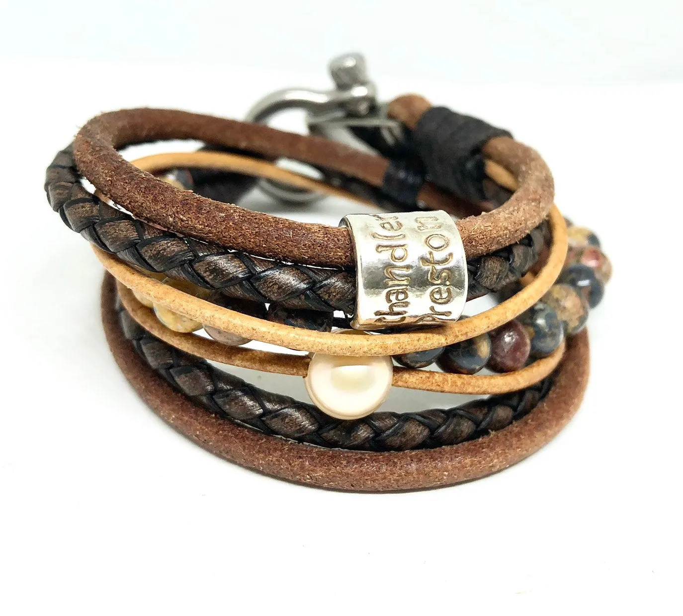 Womens  Boho Bracelet, Couples Bracelets,  Leather Gemstone Wrap, Gift for Her, Valentines Gift