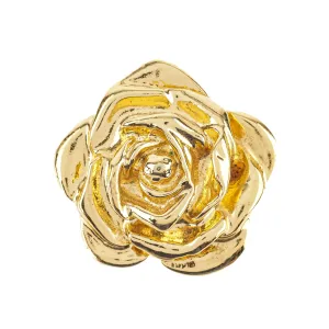 YVES SAINT LAURENT Gold Tone Flower Brooch