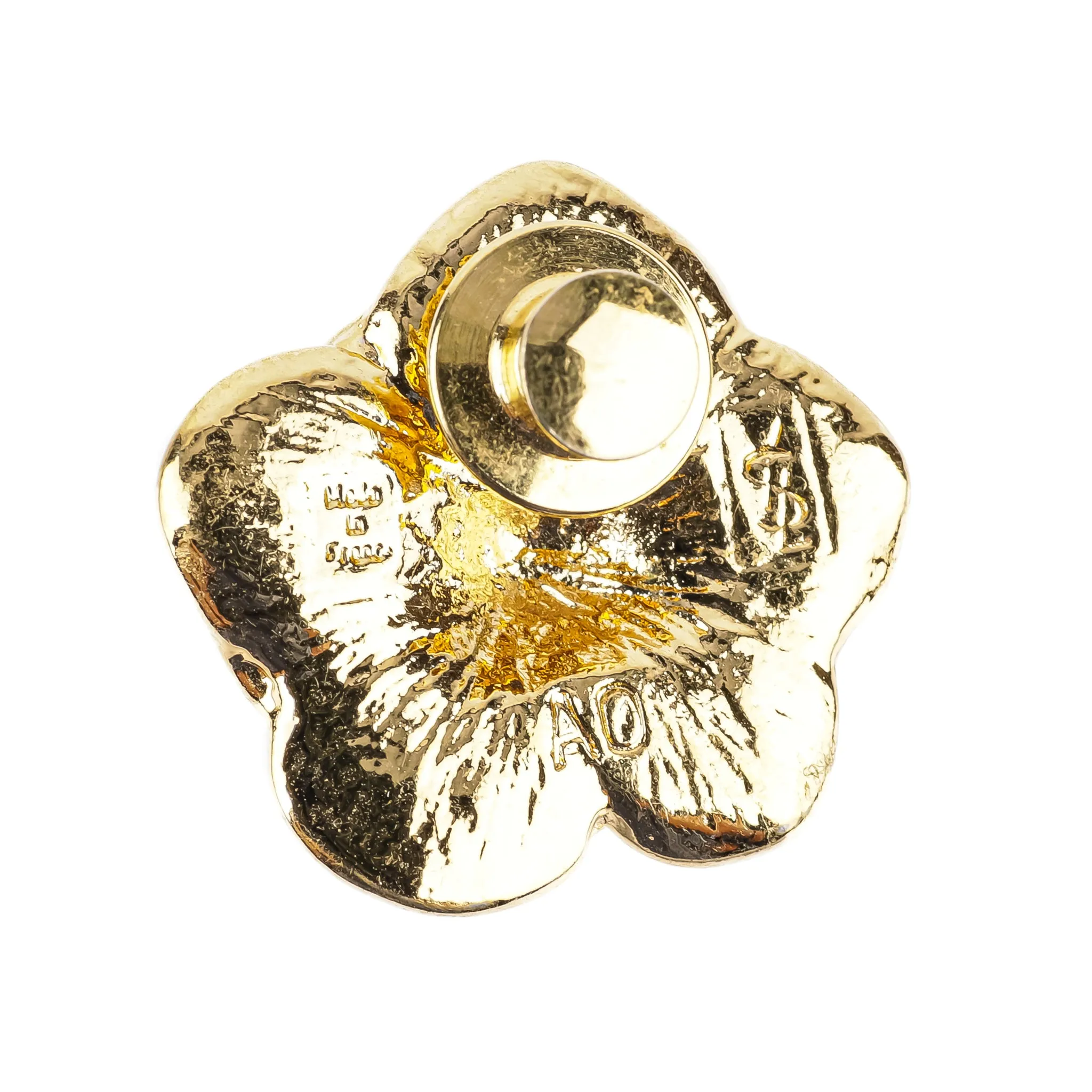 YVES SAINT LAURENT Gold Tone Flower Brooch